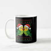Christmas Parakeet Ugly Xmas Sweater Parakeets Lon コーヒーマグカップ (左)