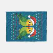 Christmas Parakeet Ugly Xmas Sweater Parakeets Lon フリースブランケット (正面(横))