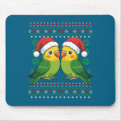 Christmas Parakeet Ugly Xmas Sweater Parakeets Lon マウスパッド (正面)