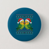 Christmas Parakeet Ugly Xmas Sweater Parakeets Lon 缶バッジ (正面)