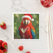 Christmas Parrot Holding a Cocktail スタンダードカクテルナプキン (インサイチュ)