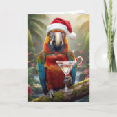 Christmas Parrot Holding a Martini Cocktail カード (正面)