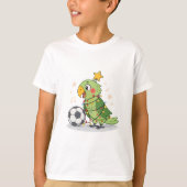 Christmas Parrot playing soccer Tシャツ (正面)