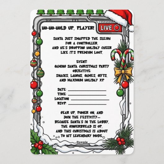 Christmas Party 招待状 (裏面)