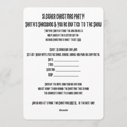 Christmas Party 招待状 (裏面)