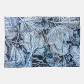 Christmas Party Blue Leaves Snow Holidays Winter キッチンタオル (横)