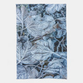 Christmas Party Blue Leaves Snow Holidays Winter キッチンタオル (縦)