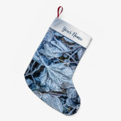 Christmas Party Blue Leaves Snow Holidays Winter スモールクリスマスストッキング (正面 (吊り時))