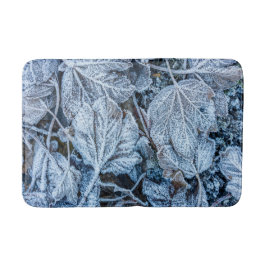 Christmas Party Blue Leaves Snow Holidays Winter バスマット