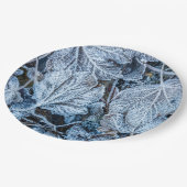 Christmas Party Blue Leaves Snow Holidays Winter ペーパープレート (アングル)