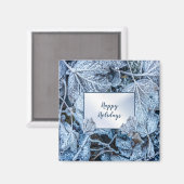 Christmas Party Blue Leaves Snow Holidays Winter マグネット (正面/裏面)