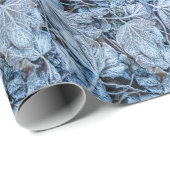 Christmas Party Blue Leaves Snow Holidays Winter ラッピングペーパー (ロールコーナー)