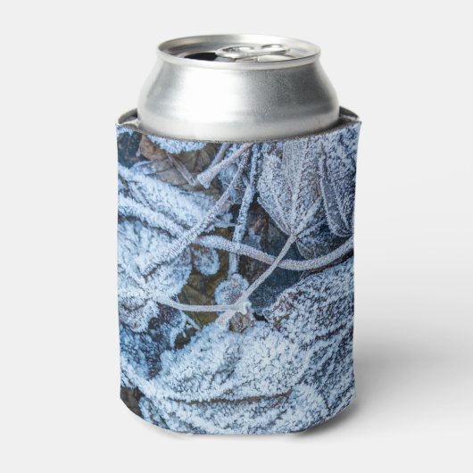 Christmas Party Blue Leaves Snow Holidays Winter 缶クーラー (缶正面)