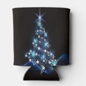 Christmas Party Blue Tree Shiny Black Elegant 缶クーラー (裏面)