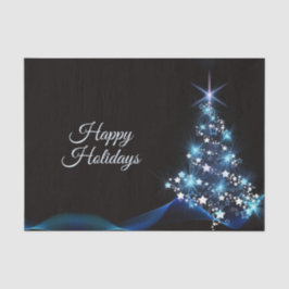 Christmas Party Blue Tree Shiny Black Elegant 薄葉紙
