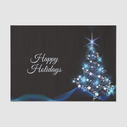 Christmas Party Blue Tree Shiny Black Elegant 薄葉紙 (正面)