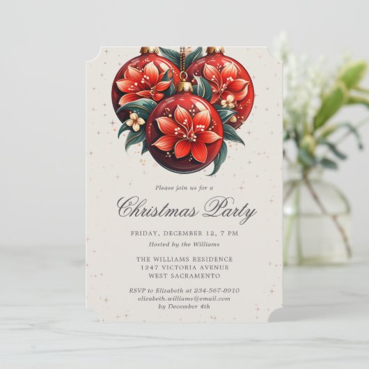 Christmas Party Botanical Ornaments 招待状 (スタンド正面)