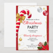 Christmas Party Candy Cane 招待状 (正面/裏面)