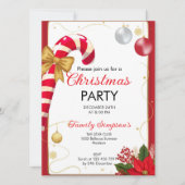 Christmas Party Candy Cane 招待状 (正面)