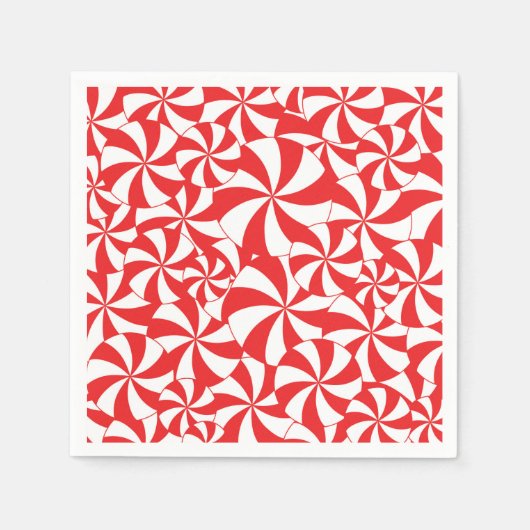 Christmas Party Candy Cane Paper Napkins Red スタンダードカクテルナプキン (正面)