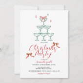 Christmas Party Champagne Tower Holiday Bubbly 招待状 (正面)
