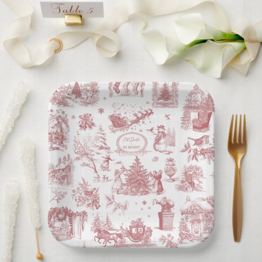 Christmas Party Chinoiserie ペーパープレート (ウェディング)