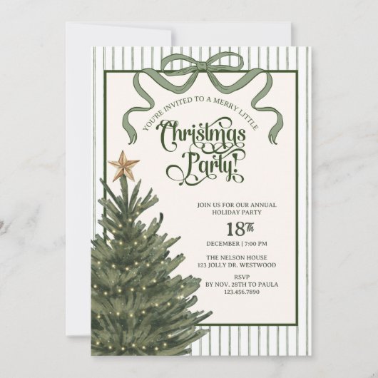 Christmas Party, Christmas tree, Watercolor,  招待状 (正面)