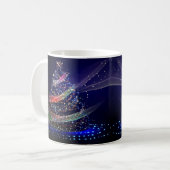 Christmas Party Colorful Tree Navy Blue Rustic コーヒーマグカップ (正面左)