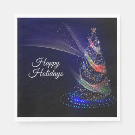 Christmas Party Colorful Tree Navy Blue Rustic スタンダードランチョンナプキン