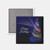 Christmas Party Colorful Tree Navy Blue Rustic マグネット (正面/裏面)