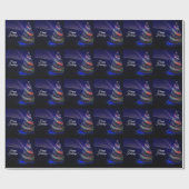 Christmas Party Colorful Tree Navy Blue Rustic ラッピングペーパー (フラット)