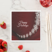Christmas Party Crystal Snowflakes Red Rustic スタンダードランチョンナプキン (インサイチュ)