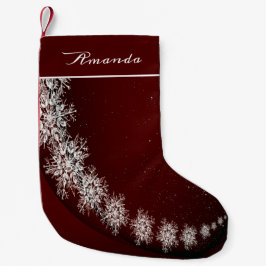 Christmas Party Crystal Snowflakes Red Rustic スモールクリスマスストッキング