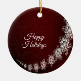 Christmas Party Crystal Snowflakes Red Rustic セラミックオーナメント
