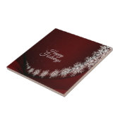 Christmas Party Crystal Snowflakes Red Rustic タイル (側面)