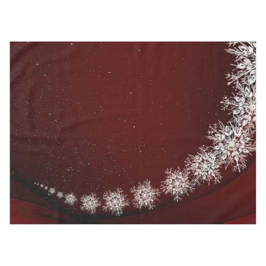 Christmas Party Crystal Snowflakes Red Rustic テーブルクロス (正面(横))