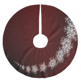 Christmas Party Crystal Snowflakes Red Rustic ブラッシュドポリエステルツリースカート