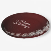 Christmas Party Crystal Snowflakes Red Rustic ペーパープレート (アングル)