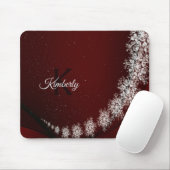 Christmas Party Crystal Snowflakes Red Rustic マウスパッド (マウス)