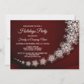 Christmas Party Crystal Snowflakes Red Rustic      招待状 (正面)