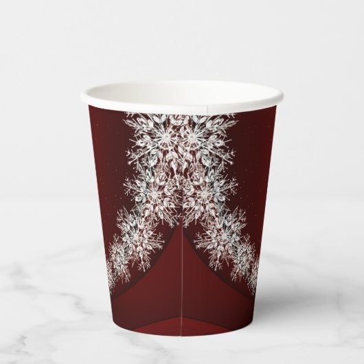 Christmas Party Crystal Snowflakes Red Rustic 紙コップ (右)