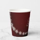 Christmas Party Crystal Snowflakes Red Rustic 紙コップ (正面)