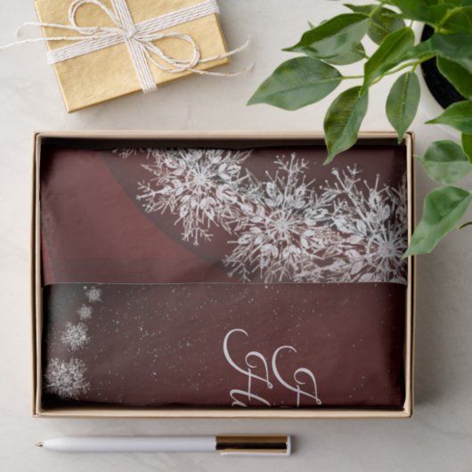 Christmas Party Crystal Snowflakes Red Rustic 薄葉紙 (ギフト)