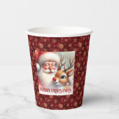 Christmas Party Cups for Kids Santa Rudolph Design 紙コップ (正面)