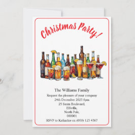 Christmas Party Drinks And Cocktails Minimal Xmas 招待状
