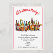 Christmas Party Drinks And Cocktails Minimal Xmas 招待状 (正面/裏面)
