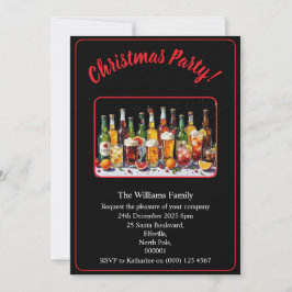 Christmas Party Drinks And Cocktails Xmas Black 招待状