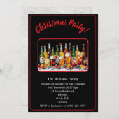 Christmas Party Drinks And Cocktails Xmas Black 招待状 (正面/裏面)