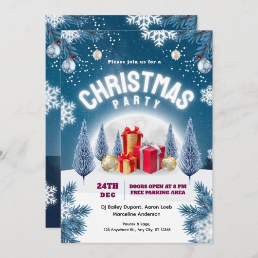 Christmas Party Event Flyer 招待状 (正面/裏面)