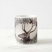 Christmas Party Floral Reindeer Golden Winter コーヒーマグカップ (中央)